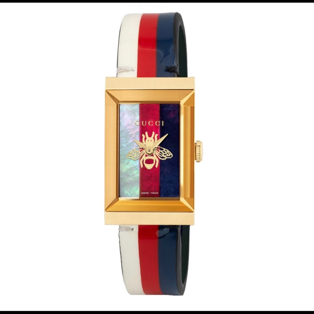 G frame Gucci mother of pearl bee watch